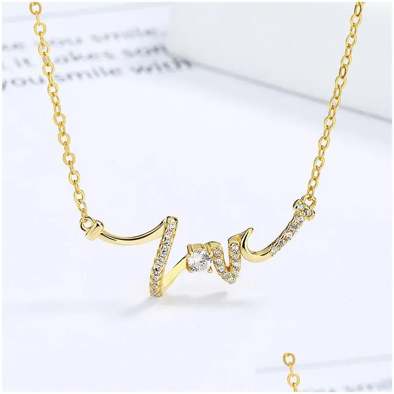 Pendant Necklaces Personalized Love Necklace 925 Sterling Sier Zircon Letter Jewelry For Drop Delivery Pendants Dhh0E