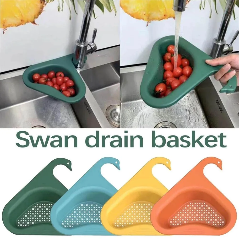 Kitchen Sink Drain Basket Swan Drain Rack Multi-functional Hanging Faucet Triangular Shelf Household Gadgets Storage Tool Basket