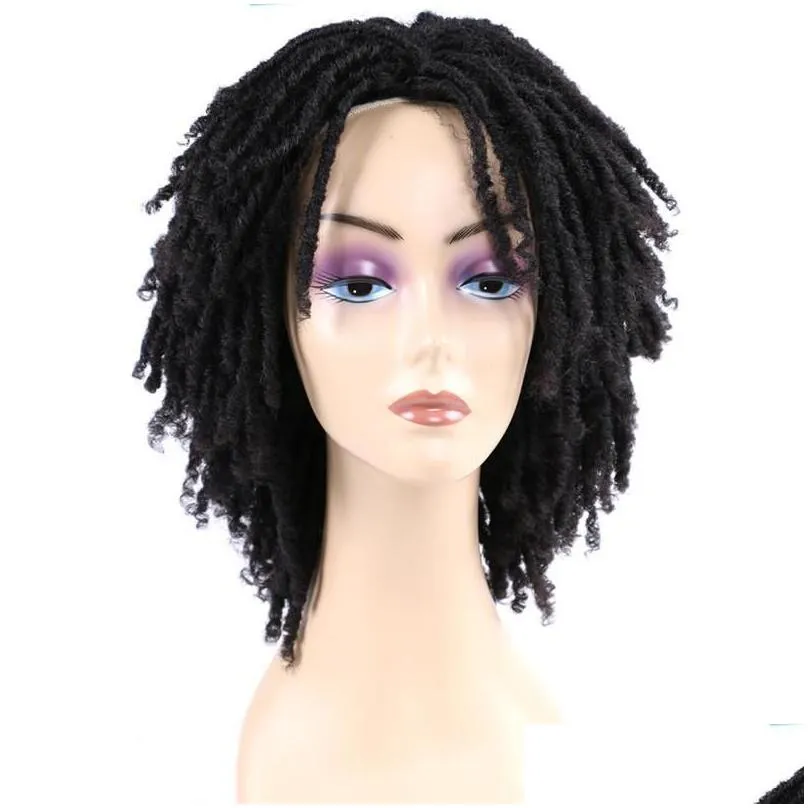 6quot Short Soft Brown Synthetic Wigs For Black Women Faux locs Dreadlock Dreads Braiding Crochet Fiber American Hair Wig8975487