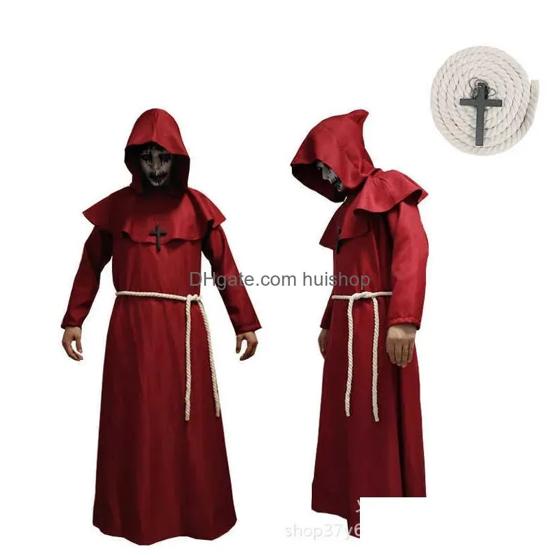 halloween cosplay costume medieval monk robe wizard priest stage