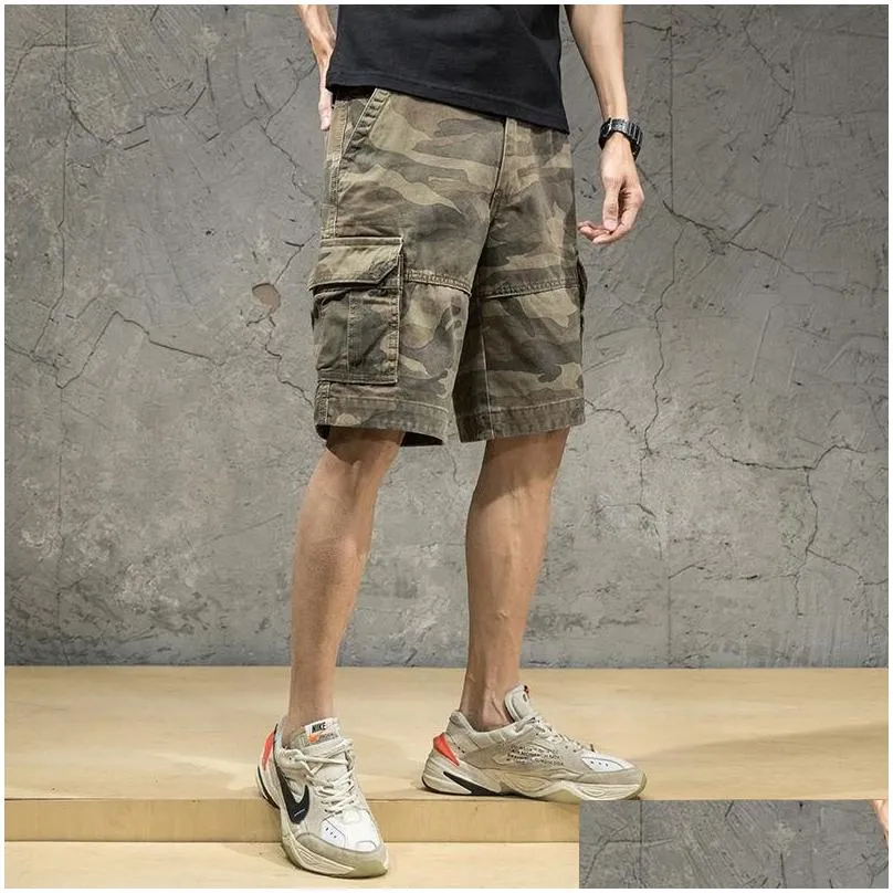 Men`S Shorts Mens Camouflage Cargo Sweatshorts Sweat Pants Man Fashion Brand Pure Cotton Trendy Sports Pirate Loose Casual Pant Drop Dh7Rq