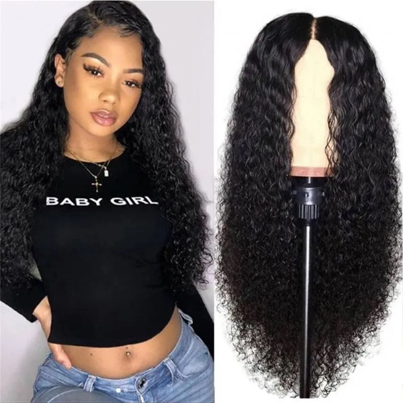 3pcs/set 35-65cm Black Long Straight Curly Deep Wave Synthetic Wigs For Fashion Women Heat Resistant Middle Part Hair Wig 10 Sets Pelucas Sinteticas