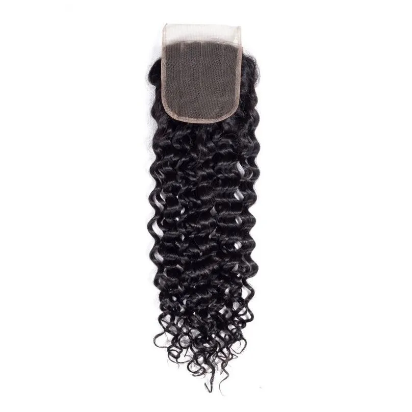 9A Peruvian Water Wave Hair With Closure 3 Bundles With Closure Human Hair Peruvian Wet And Wavy Hair With 4X4 Closure Wavy269g1269401
