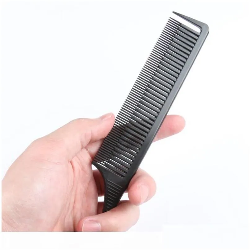 whole 20 50pcs carbon fiber Finetooth rat tail comb Metal Pin Antistatic Hair styling Beauty Tools2156704