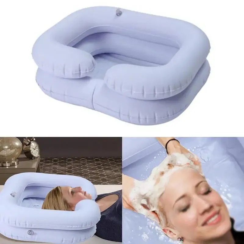 Pillows Inflatable Hair Washing Basin With Drain Tube For Elderly Disabled Suitable For Lying Bed Rest Nursing Aid Sink Shampoo Tray