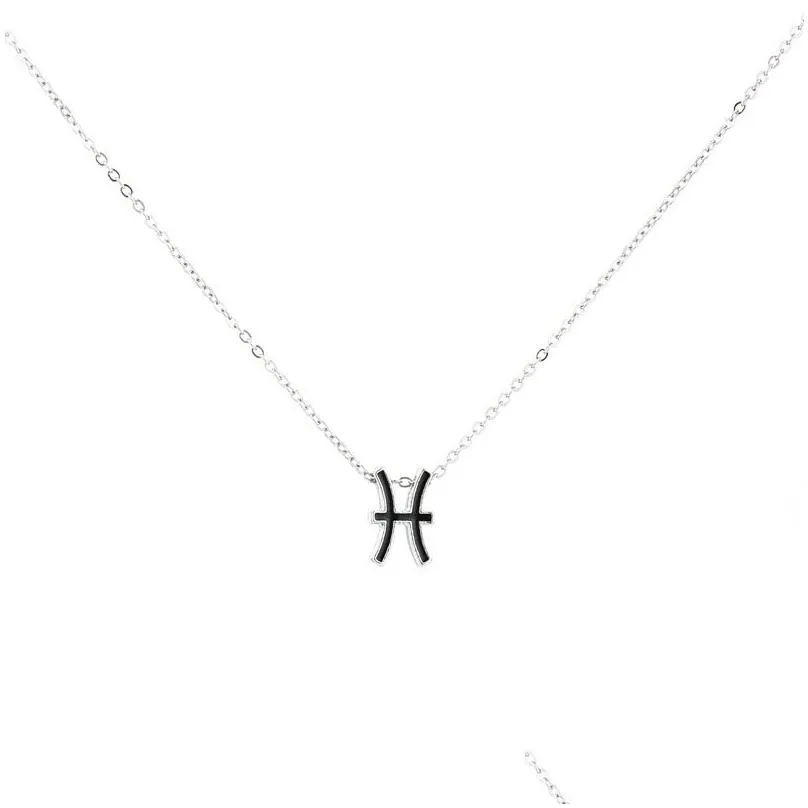 Pendant Necklaces Fashion 12 Constellation Necklace Classic 18K Gold Zodiac Sign Enamel Cross Chain Jewelry With Gift Card Drop Delive Dhv5A