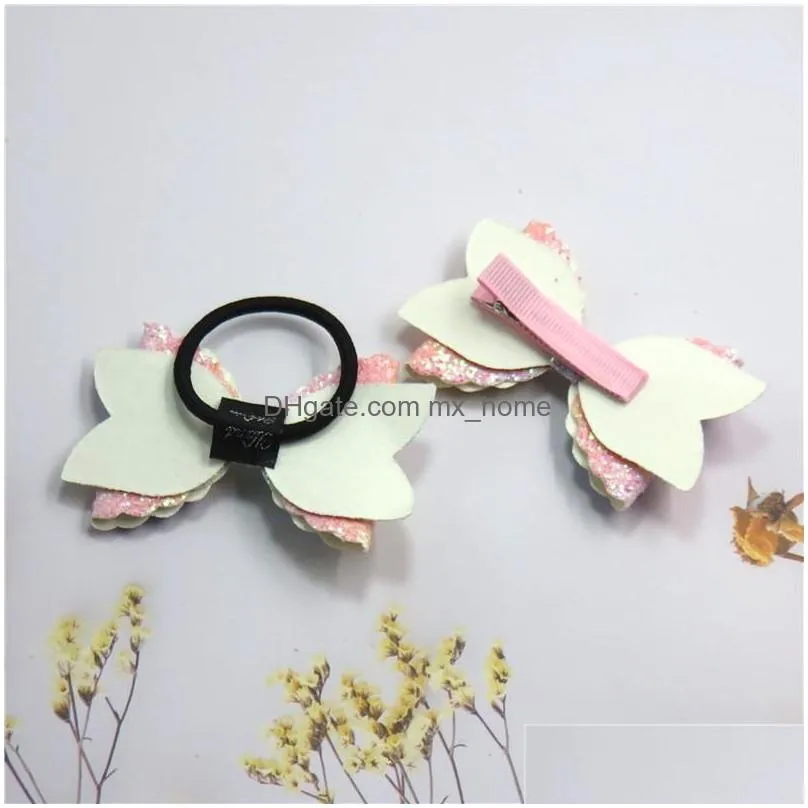 Hair Accessories 2Pcs/Lot Three Layers Bow Select Elastic Bands For Baby Barrette Girls Novelty Hairpin Clips Scrunchy Kids Drop Del Dhjvm