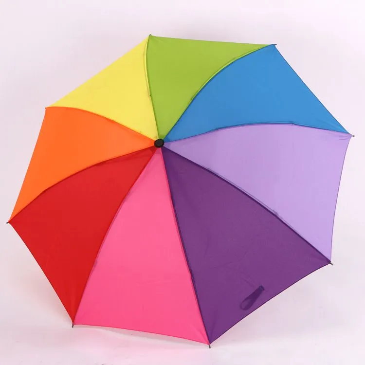 Portable Rainbow Foldable Umbrella Women Men Non-automatic Creative Folding Adults Children Hanging Sunny And Rainy Advertising Umbrellas Gift