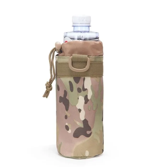 Outdoor sports water bottle cover sleeve portable camouflage tactical mount packs mountain bike cycling cup kettle holder bags