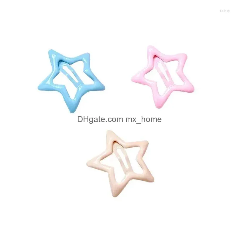 Hair Accessories 10Pcs/Set Korean Candy Color Star Pin Sweet Children Pentagram Clips For Baby Girls Headwear Kids Drop Delivery Mate Dhix3