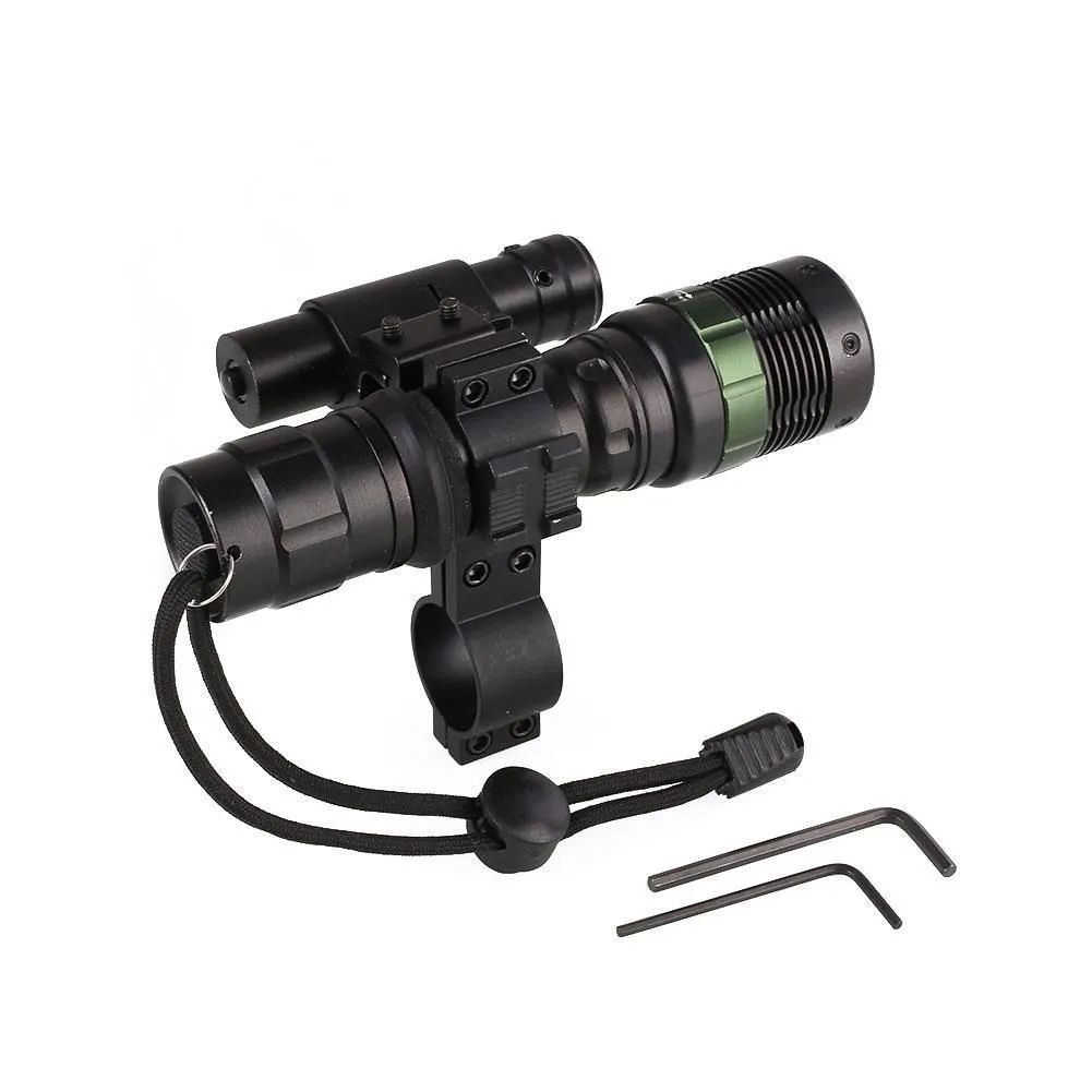 30pcs Tactical Red Laser Dot Sight + LED Zoomable Flashlight with Rings Mount Combo for Rifle Shotgun