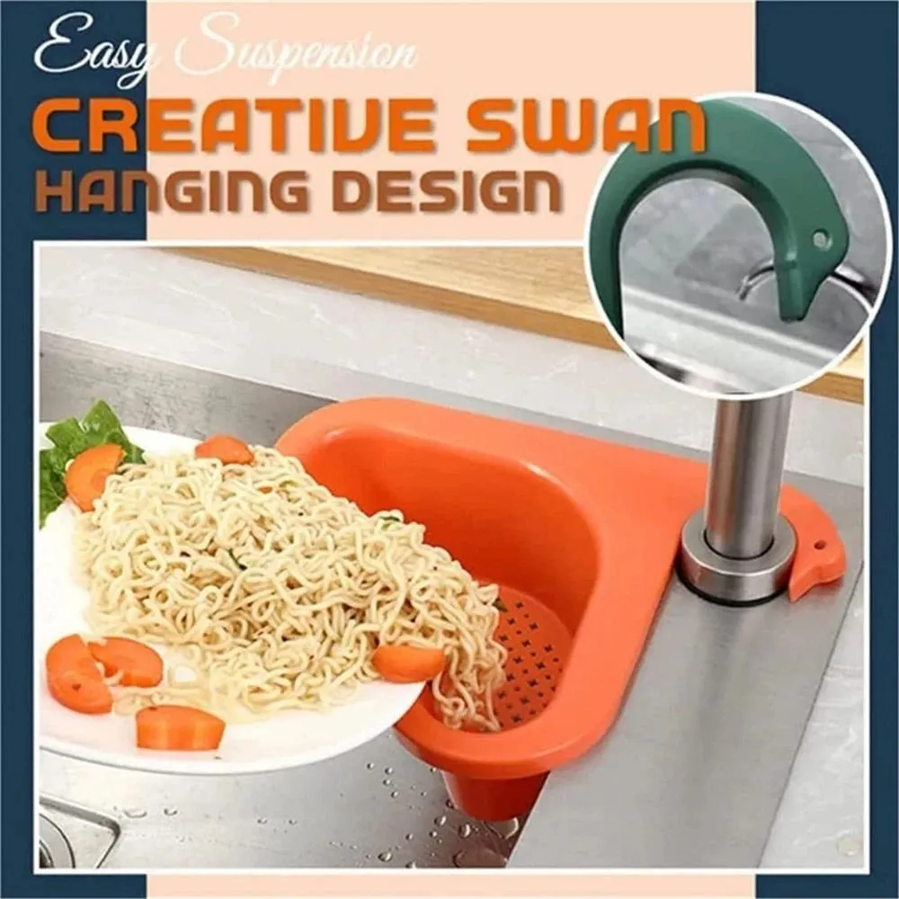 Kitchen Sink Drain Basket Swan Drain Rack Multi-functional Hanging Faucet Triangular Shelf Household Gadgets Storage Tool Basket