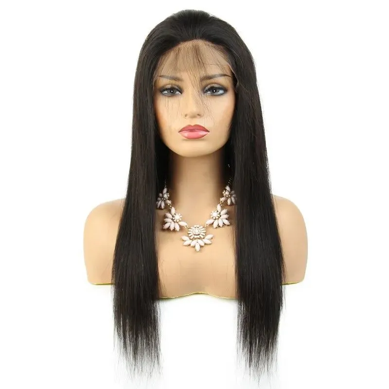 Natural Color Brazilian Straight Hair Wigs With Bangs Full Machine Made Human Hair Wigs For Women 150% density