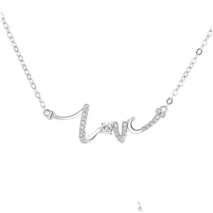 Pendant Necklaces Personalized Love Necklace 925 Sterling Sier Zircon Letter Jewelry For Drop Delivery Pendants Dhh0E