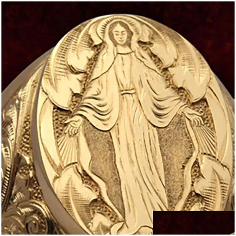 Band Rings Christian 2021 Fashion Virgin Mary Relius Ring For Men Women Boutique Jewelry Us Size 6-13 Drop Delivery Dhzw2