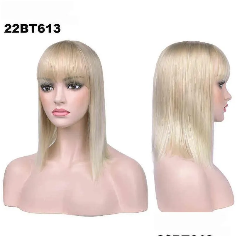 Women Ombre Hair Extension Clip with Bang Long Straight Synthetic Hair Piece High Temperature Fiber 2101084438585