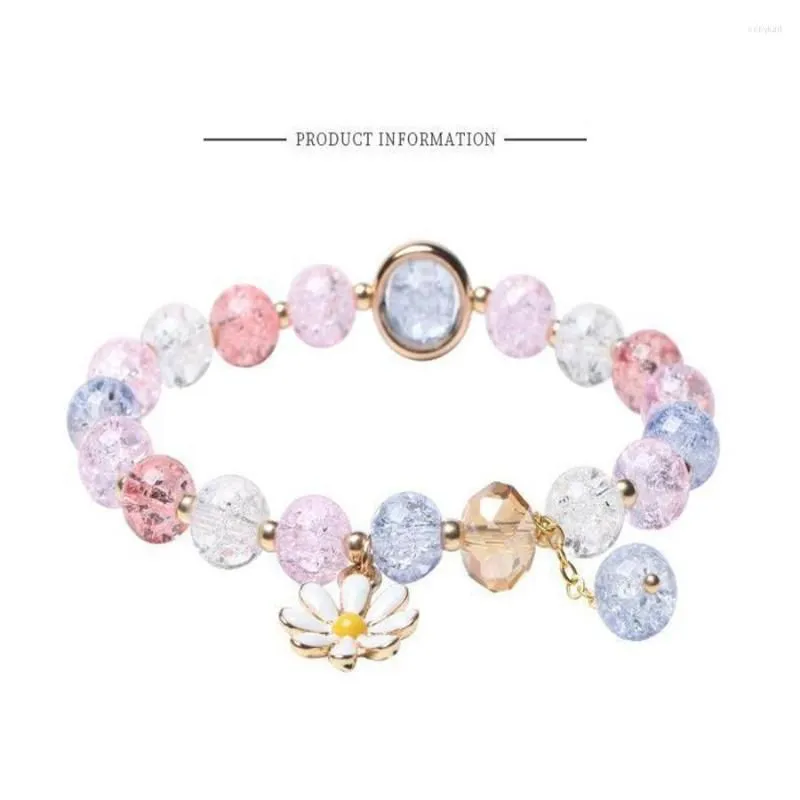 Strand Fashion Color 8MM Little Daisy Bracelet On Hand For Women Jewelry Party Gift Set Handwork