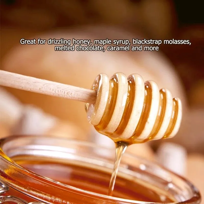 2Pc Practical Long Handle Wood Honey Spoon Mixing Stick Dipper For Honey Jar Coffee Milk Tea Supplies Kitchen Tools