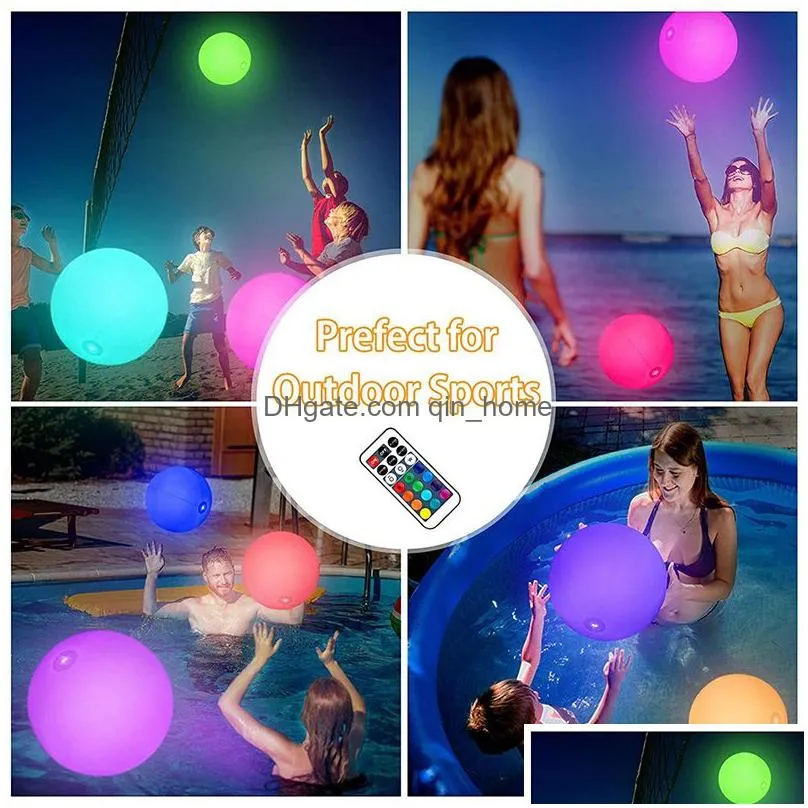40cm floating ball party decoration remote controlled inflatable led light up beach balls even pool toys pelotas de playa con luz led verlichte