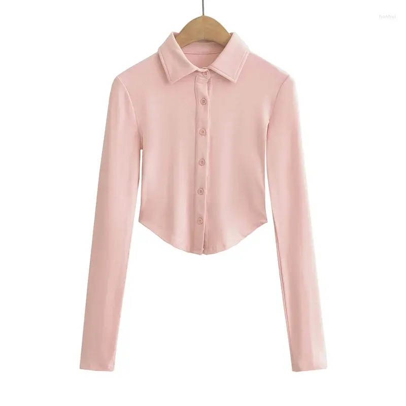 Women`s Blouses Korean Fashion Vintage Crop Top Sexy Summer Long Sleeve Shirts For Women Tops Pink Preppy Style & Kawaii