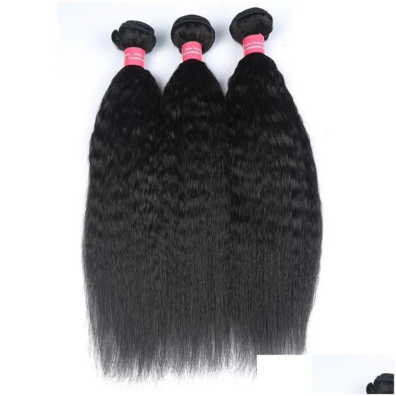 8A Peruvian Kinky Straight Virgin Human Hair Weave 100 Unprocessed Peruvian Virgin Hair 3 Bundles Deal Remy Hair Weft4300940