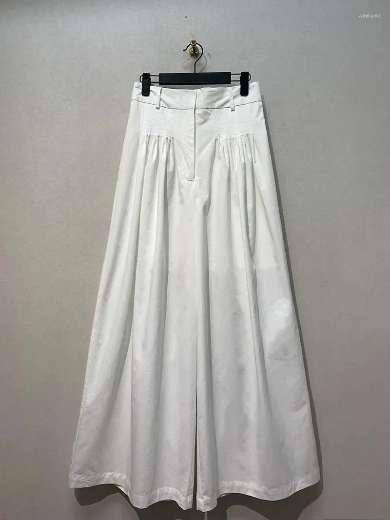 Women`s Pants WAKUTA 2024 Spring High Waist Loose Fold Fashion Solid Color Trousers Women Japanese Vintage Wide Leg Casual Pantalon