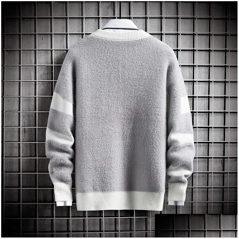 Men`S Sweaters Mens Knitted Cashmere Sweater Men 2021 Winter Casual Plover Harajuku Korean Fleece Drop Delivery Apparel Clothing Dhcti