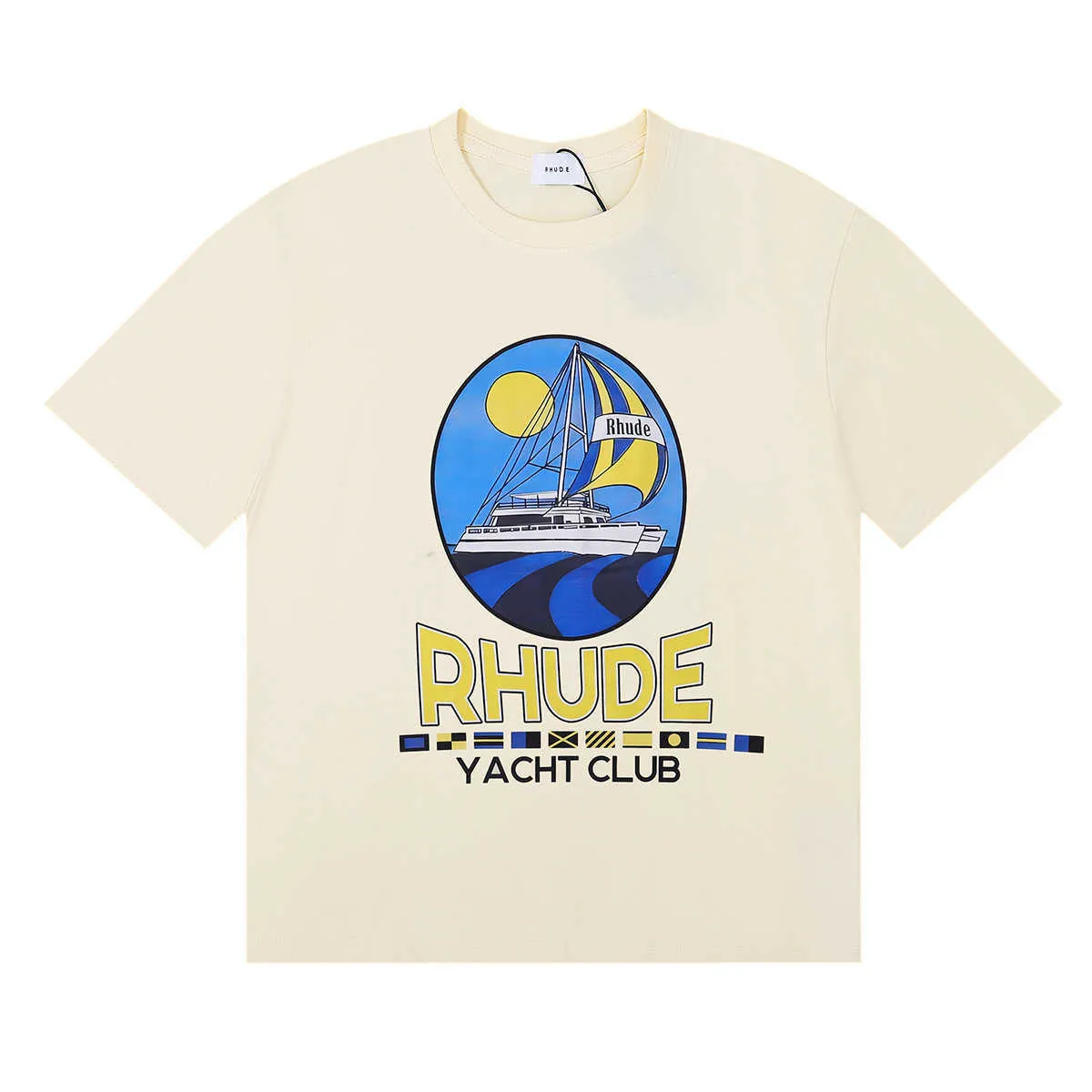 Meichao Rhude Yacht Club Yacht Club Printed Short sleeved T-shirt for Men and Women High Street Half sleeved Fashion