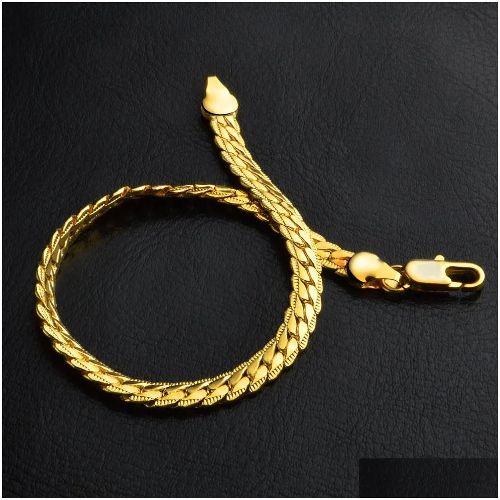 Charm Bracelets Selling 925 Sier Plated 5Mm Mens Bracelet Jewelry Copper Cuban Link Chain For Women And Men 20Cm Drop Delivery Dhkxb
