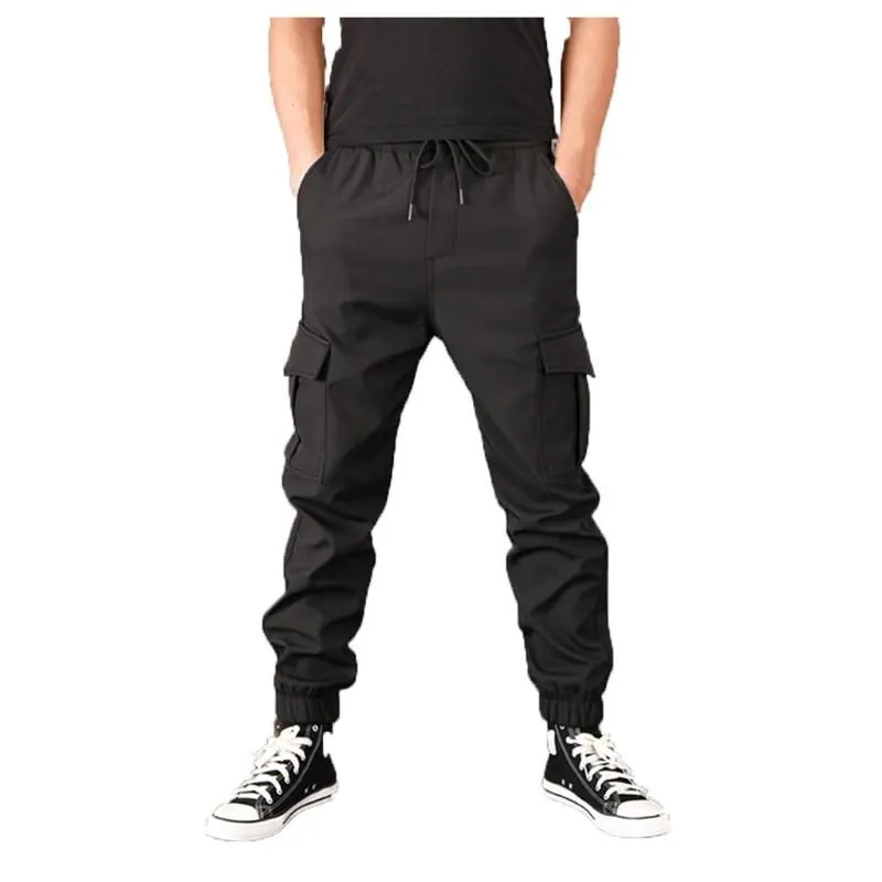 Men`s Pants Solid Color Warm Thickened Casual Army Multi-Pockets Style Fashion Cargo Work Trousers Overalls