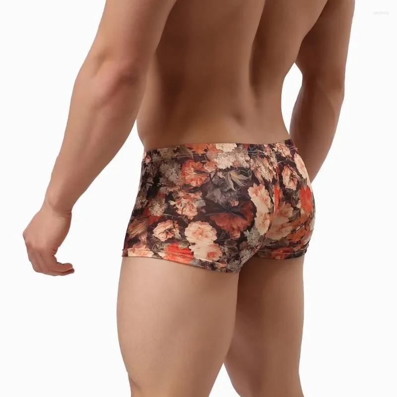 Underpants Sexy Men Panties Underwears Court Style Printing Men`s Boxers Breathable Silk Soft Male Under Wear
