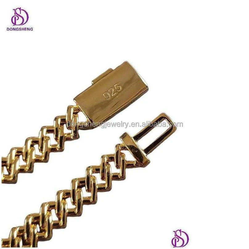 Pass Diamond Tester Iced Out 8mm 10mm 12mm 1 Row 925 Silver Plated Vvs1 Moissanite Diamond Cuban Link Chain Necklace Men