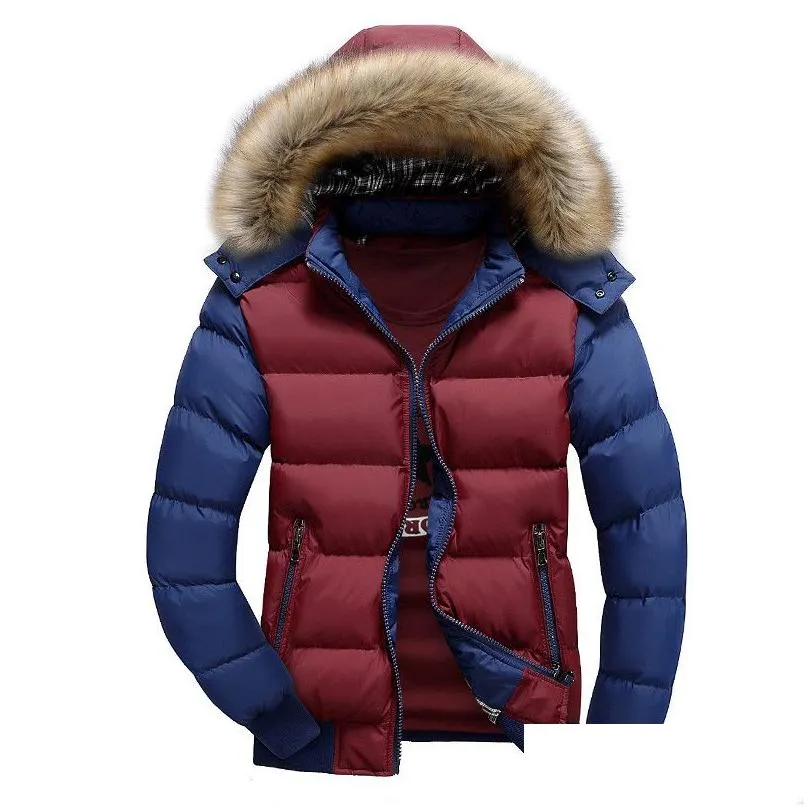 Men`S Trench Coats Brand Parkas Men Plus Size 5Xl Thick Warm Winter Jacket Windproof Fur Hood Casual Cotton Hombre Invierno Drop Deliv Dh7Be