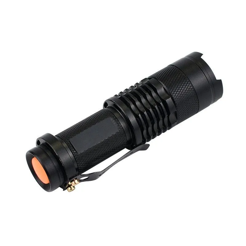 Three Gear Adjustable Flashlight LED Strong Light Mini Stretch Zoom Black Aluminium Alloy Lamp Outdoors Camp Torch Compact 5cha M2