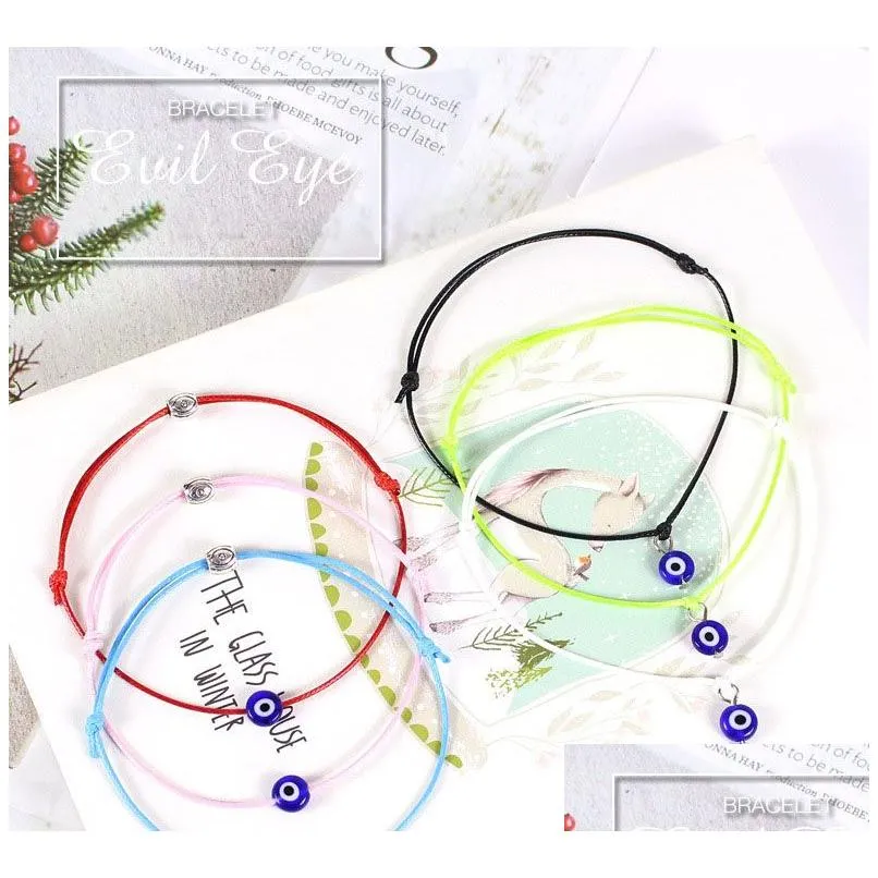 Identification Red String Evil Eye Lucky Cord Bracelets Korean Diy Jewelry Womens Rope Chain Adjustable Bracelet Gift Drop Delivery Dhtyb