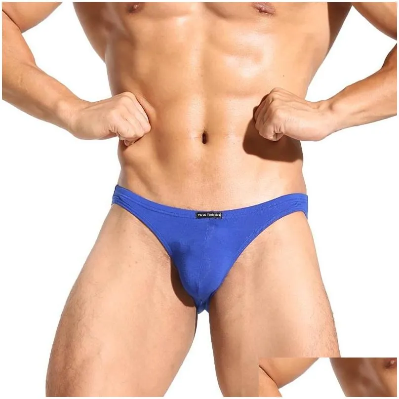 Underpants Mens Y Modal Underwear Soft Briefs Men Low Rise U Convex Pouch Brief Stretch Breathable Drop Delivery Dhqin