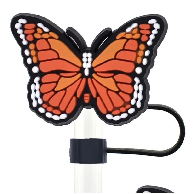 butterfly straw dust cap 10mm recyclable soft rubber cartoon straw lid dust stopper