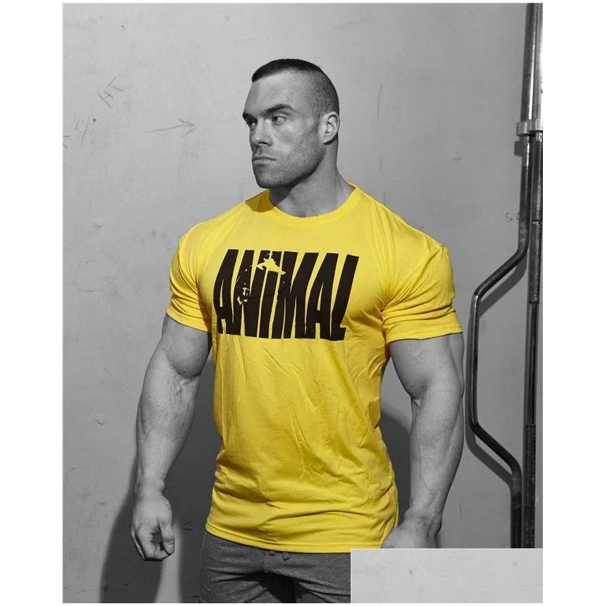 Men`S T-Shirts Mens 7 Colors T Shirts Summer Animal Fitness Sports Casual T-Shirt Cotton High Elasticity Breathable Fashion Clothes Dr Dhozs