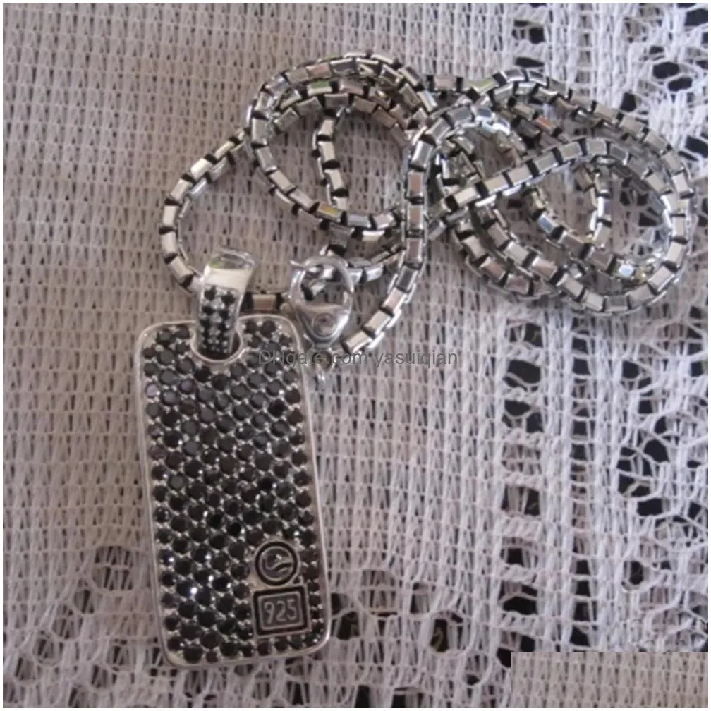 Pendant Necklaces 925 Sterling Sier Jewelry Black Diamonds Dog Tag Necklace Design Mens Neklace Drop Delivery Pendants Dhhvl