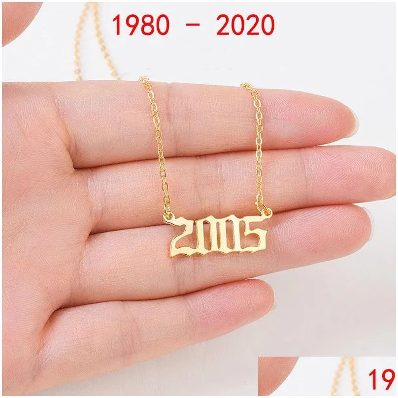 Pendant Necklaces Isang Selling Personalize Sier Gold Years Number For Women Custom Year 1980 1989 2000 Birthday Gift Drop Delivery Je Dh46A