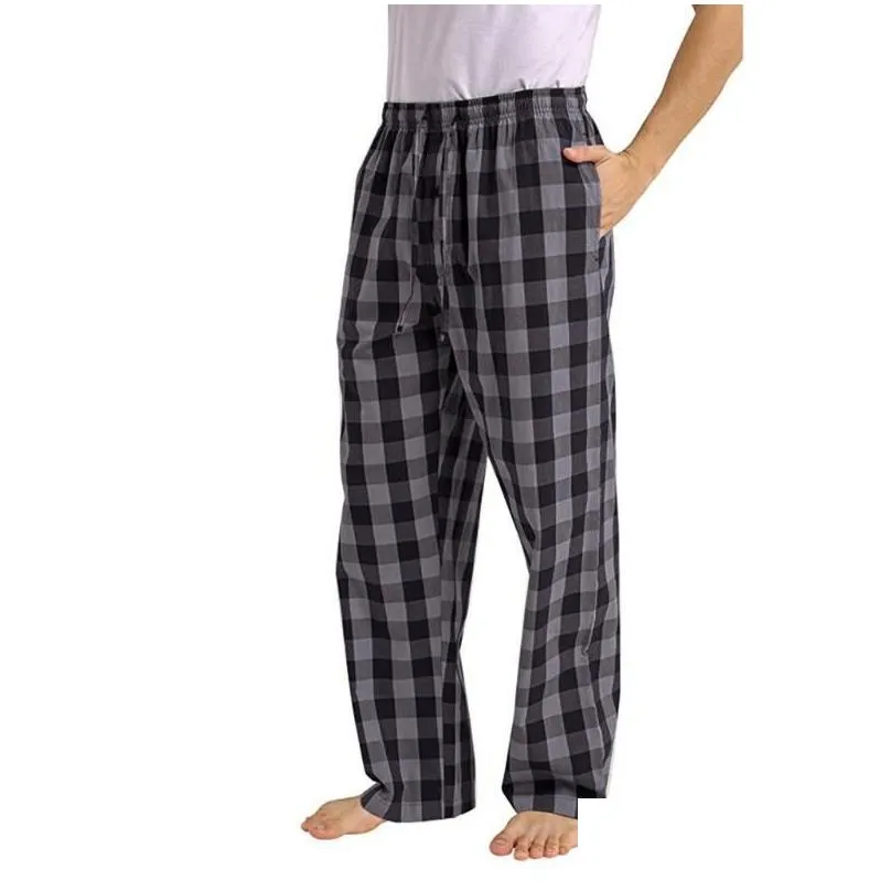Men`S Pants Mens Fashion Casual Plaid Loose Sport Pajama Trousers Harem Men Jogger Streetwear Drop Delivery Apparel Clothing Dhhnl