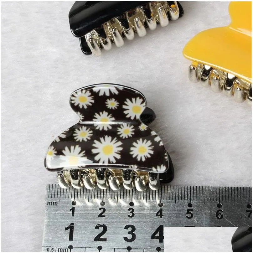 3pack Hair Clip Daisy Acrylic Plastic Small Hair Claw For Women Girls Fashion Gold Crab For Tins Accessories4834550