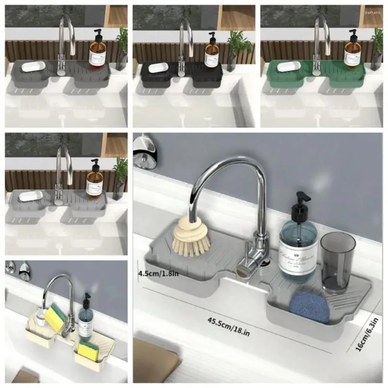 Kitchen Faucets Waterproof Sink Splash Guard Mildew-Proof Creative Draining Organization Plate Silicone Drainage Pad
