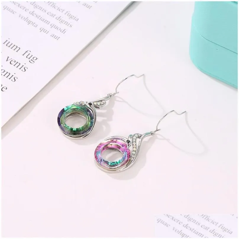 Stud Selling 925 Sier Peacock Earring Womens Gradual Colorf Crystal Dangle Fashion Animal Jewelry Wholesale Drop Delivery Earrings Dhlpi