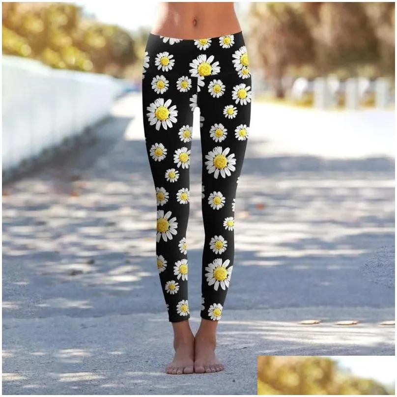 Women`S Leggings Workout Slim Butterfly Daisy Leaf Lemon Digital Print Women Sporting Pants Fashion Womens Fitness Drop Delivery Appa Dhlju