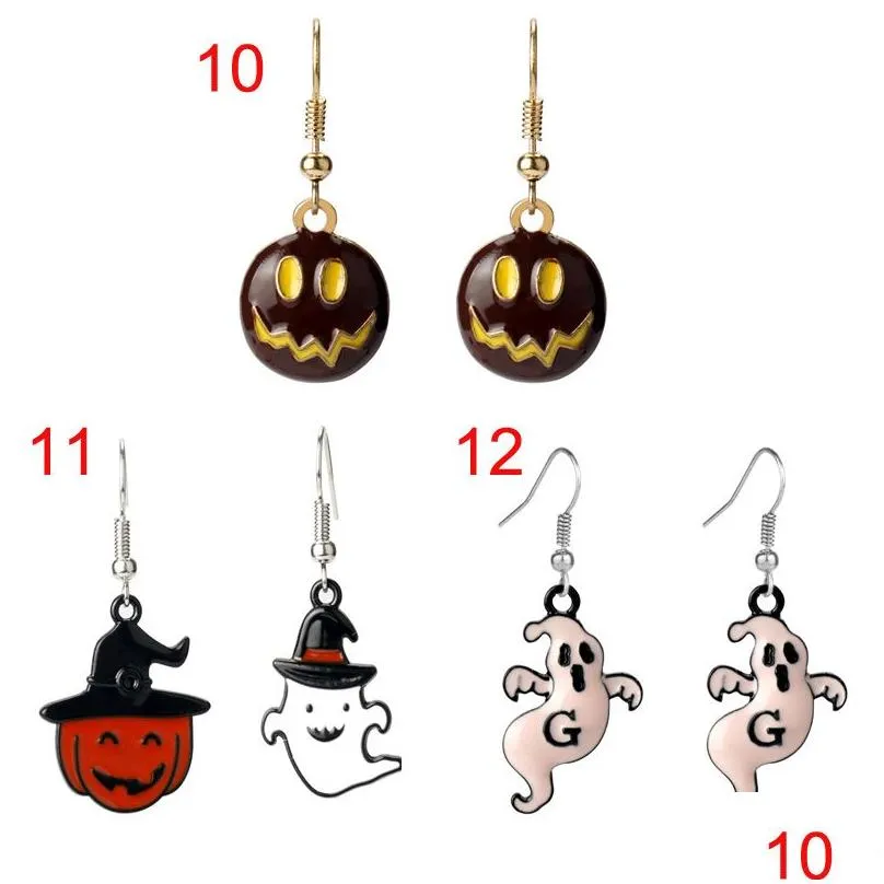 Dangle & Chandelier European And American Enamel Pumpkin Lantern Ghost Earrings Creative Girls Womens Hoop Halloween Jewelry E82901 D Dhpyf