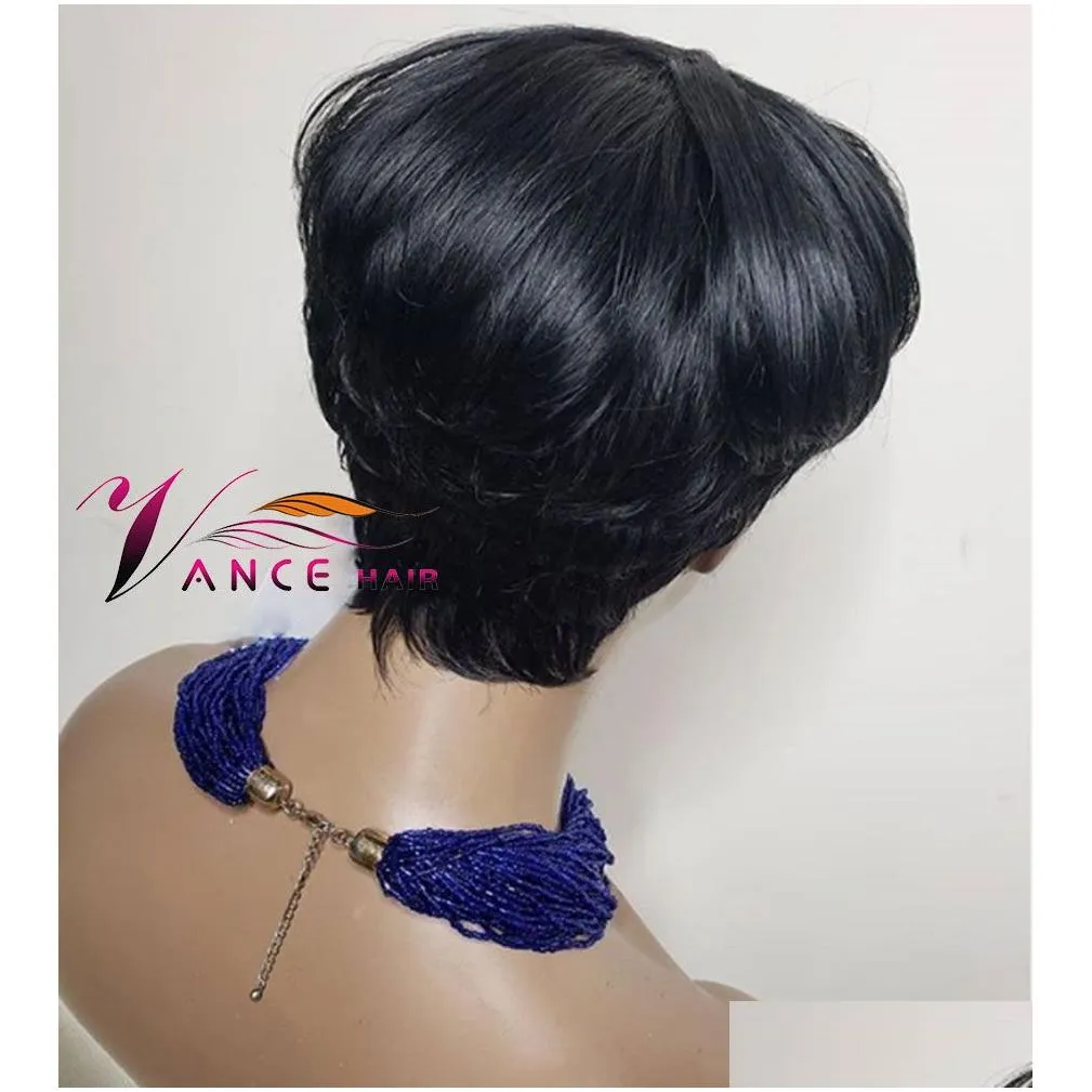 vancehair full Machine wig 150 density Short Human Hair Pixie Cut Layered Wigs Brazilian remy hair for women7909497