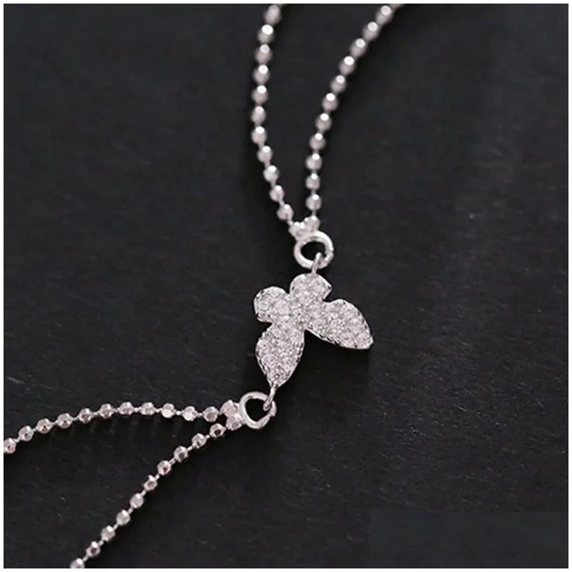 Identification 925 Sier Charm Bracelet For Women New Trendy Elegant Butterfly Zircon Couples Jewelry Drop Delivery Bracelets Dhjno