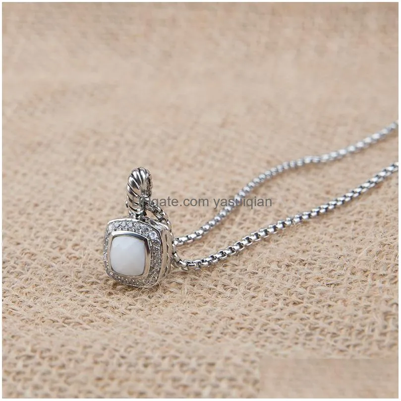 Pendant Necklaces Necklace Men Women Designer Blue Topaz Petite Vintage Hip Hop Chain Pendants Charm Crystal Jewelry Drop Delivery Dhygh