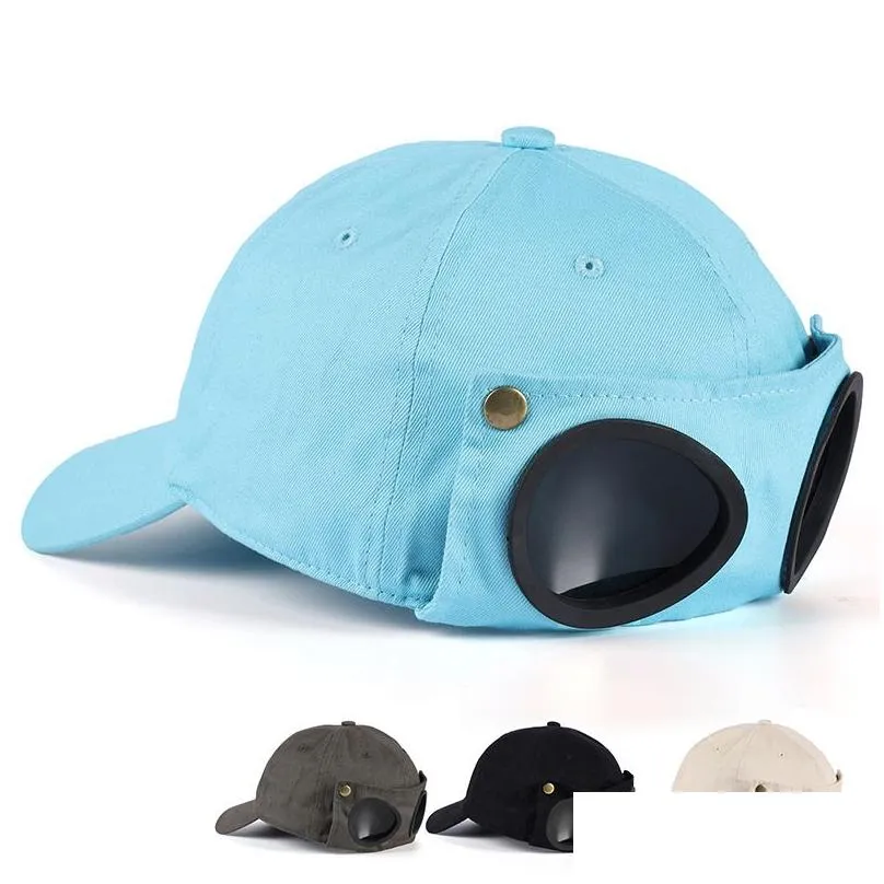 Ball Caps 4 Colors 2021 New Cute Korean Pilot Glasses Baseball Creative Cool Hat With Cotton Fashion Snapback Hip-Hop Cap Hats Drop De Dhxlw